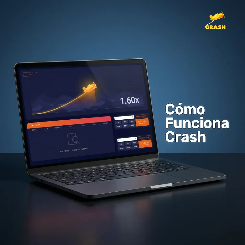 Diagrama explicativo del juego Crash mostrando las etapas: apuesta, despegue del cohete, multiplicador creciente y explosión