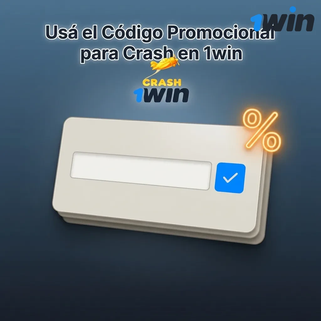 Pantalla de registro de 1win mostrando el campo de código promocional CRASHMAX para activar bonos y beneficios extra
