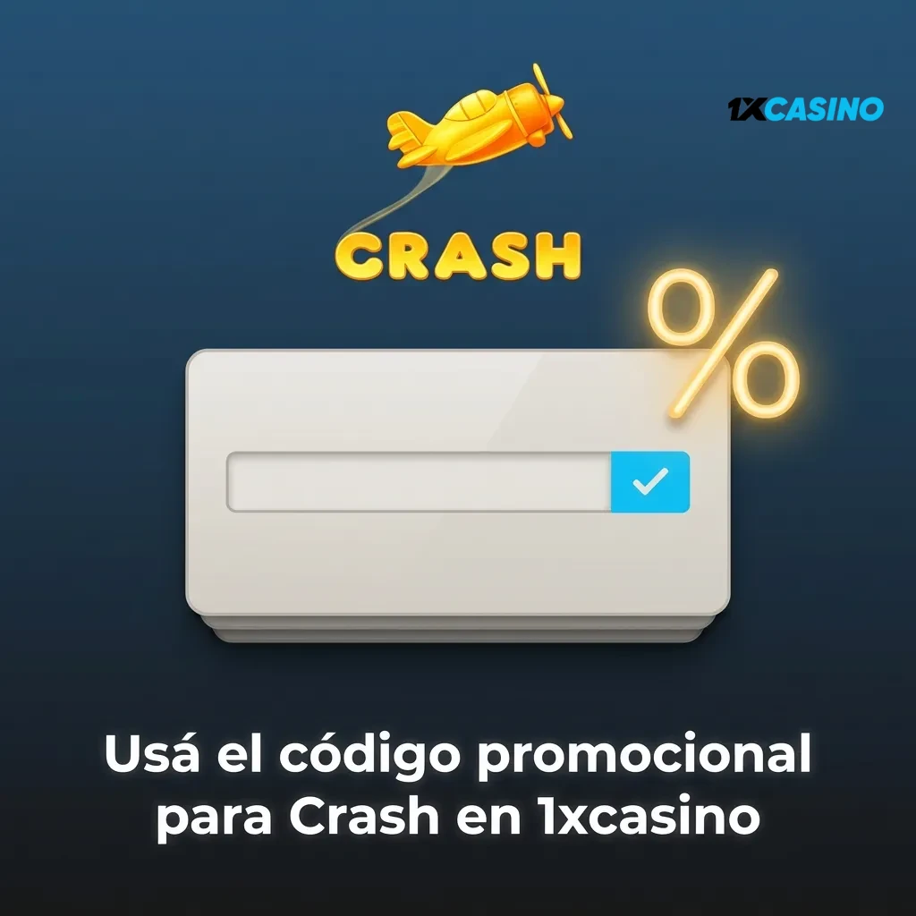 Players entering promotional code on 1xCasino website to unlock bonuses for Crash game